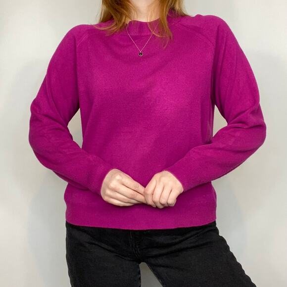 Vintage Unbranded Large Bright Hot Fuchsia Pink Mockneck Sweater - Picture 5 of 9